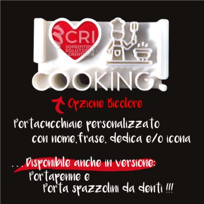 Porta mestoli di Legno 3D I Love Cooking! in stampa 3d